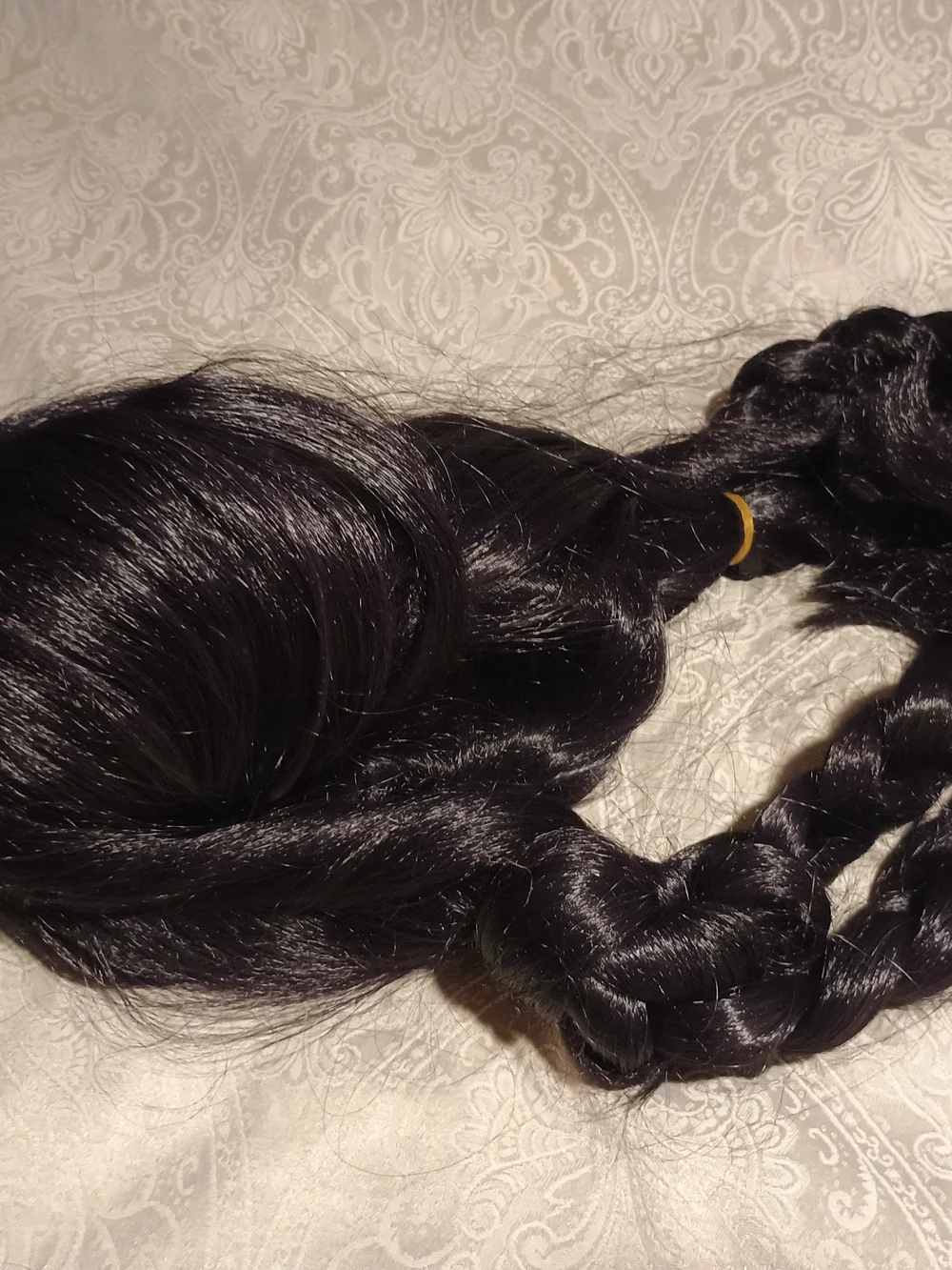 Black Braided Hairpiece with Double Pigtails